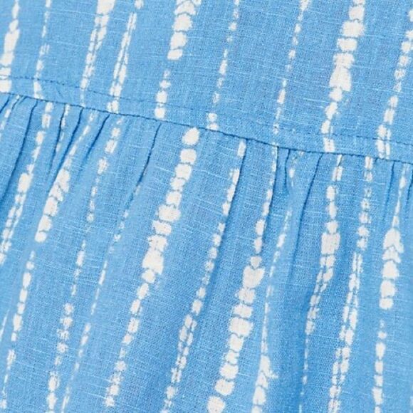 Denim & Co. Naturals Printed Linen Blend Peplum Blouse - Picture 4 of 5